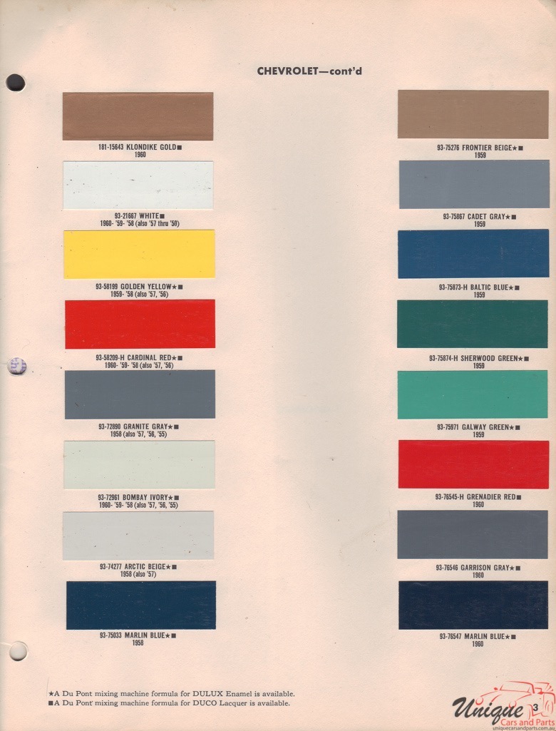 1957 GM Chevy Truck And Commercial Paint Charts DuPont 2